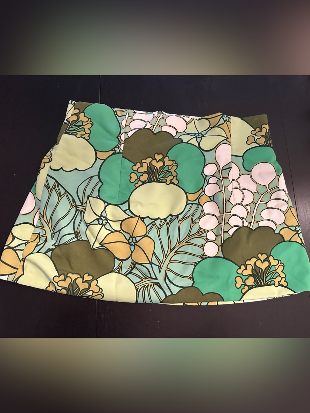 Zara Floral A-Line Mini Skirt in Green and Olive